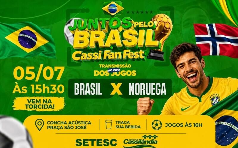 Imagem ilustrativa da matéria Cassilândia promove Fan Fest para transmissão de Brasil x Noruega pelas oitavas de final